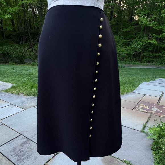 Talbots Dresses & Skirts - Talbots Black Pencil Skirt Gold Buttons Down The Front size 4